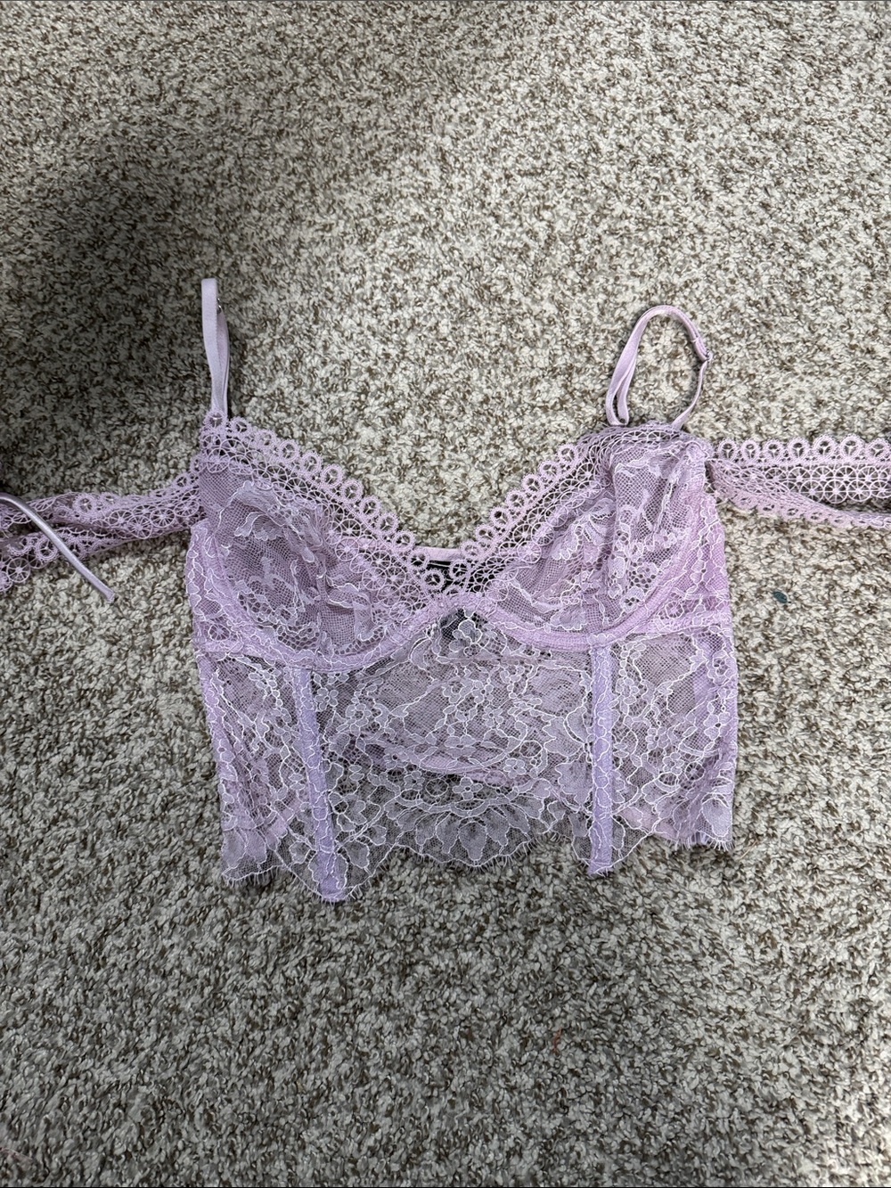 Lace Bralette Crop Top - Lavender